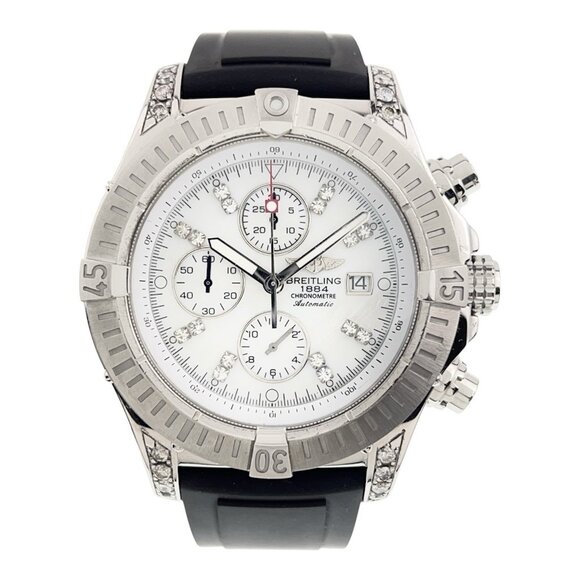 Breitling Super Avenger Steel MOP Dial Diamonds 48mm Automatic Mens Watch A13370 - Picture 1 of 8